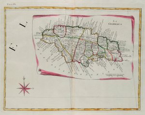 Jamaïque, gravure de G. Zuliani tirée du Tome I du "Nouvel Atlas" publié à Venise en 1778 par Antonio Zatta, Collection privée - G. Zuliani