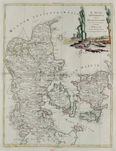 Royaume du Danemark avec le duché de Slesvik, gravure de G. Zuliani tirée du Tome III du "Nouvel Atlas" publié à Venise en 1781 par Antonio Zatta, Collection privée