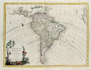 Amérique du Sud divisée en ses principaux États, gravure de G. Zuliani tirée du Tome IV du "Nouvel Atlas" publié à Venise par Antonio Zatta, Collection Privée