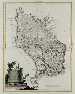 Territoire de Pise, gravure de G. Zuliani tirée du Tome II du "Nouvel Atlas" publié à Venise en 1783 par Antonio Zatta, Collection Privée