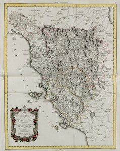 Le Grand-Duché de Toscane divisé en ses provinces, gravure de G. Zuliani tirée du Tome II du "Newest Atlas" publié à Venise en 1783 par Antonio Zatta, Collection Privée - G. Zuliani