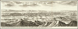 1720 illustration - Prospect de la ville de Caschan en Perse cinq jours de voyage d
