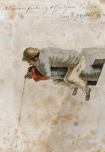 Un marin pêcheur assis sur un canon