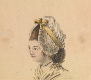 Tête de femme avec bonnet à volants, c.1774