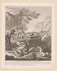Ragotin tombe de la charrette (Scènes du Roman Comique de Scarron) - Gabriel Huquier