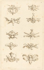 Dessins pour Queue-de-Pages : pl. 8 - Gabriel Huquier after Claude Gillot
