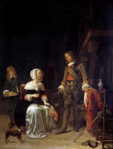 Un soldat rendant visite à une jeune fille - Gabriel Metsu