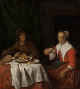Homme et femme à un repas