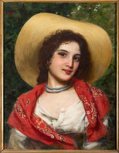 Fille portant un chapeau jaune