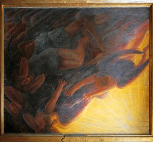 Chute des anges, panneau central du triptyque - Gaetano Previati
