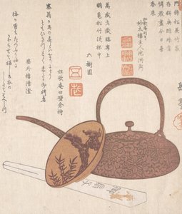 Pot à vin, coupe à vin et éventail plié, 19e siècle
