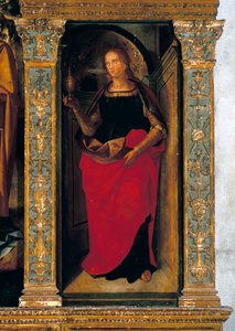 Polyptyque avec la Nativité avec des panneaux latéraux représentant les saints Pierre, Paul, Clément et Madeleine (détail de Marie Madeleine)