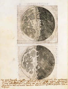 Sidereus Nuncius (Messager des étoiles) avec dessins des phases et de la surface de la Lune