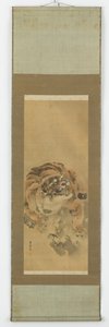 Tigre accroupi et grondant