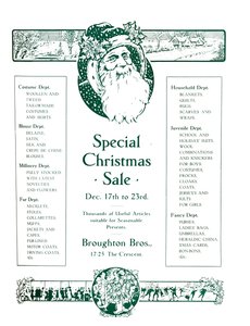 Publicité pour Broughton Bros. - Vente Spéciale de Noël, 1917 - Garratt and Atkinson