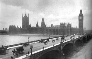 Houses of Parliament et pont de Westminster, 1919