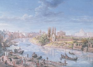 Vue de Rome avec Saint-Pierre et le Castel Sant