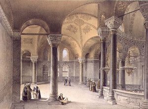 Haghia Sophia, planche 14 : la galerie orientale, gravé par Louis Haghe, publié 1852 - Gaspard (after) Fossati