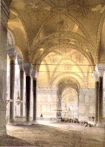 Haghia Sophia, planche 7 : entrée de la nef, gravé par Louis Haghe, publié en 1852