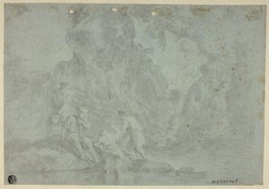 Paysage rocheux avec figures - Gaspard Dughet