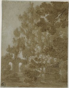 Vue des arcs en ruine et du tombeau de la Villa Borghèse