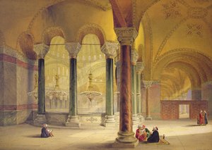 Haghia Sophia, planche 11 : la galerie Meme dans le coin sud-ouest, gravée par Louis Haghe (1806-85) publiée en 1852