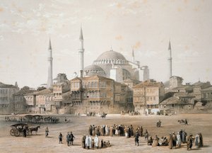 Hagia Sophia (planche 25) avant restauration, gravé par Louis Haghe, publié en 1852