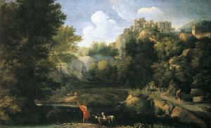 Paysage fluvial avec berger