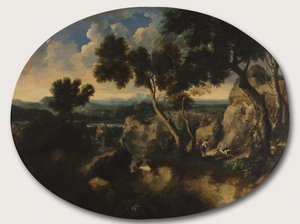 Paysage rocheux avec chasseurs, vers 1635