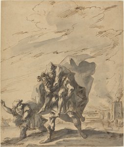 Énée portant Anchise hors de Troie en flammes