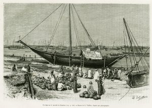 Un tepe sur le marché de Zanzibar (Tanzanie). Gravure pour illustrer l