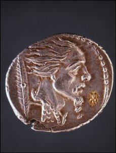 Profil présumé de Vercingétorix sur une pièce gauloise. Museo del Medagliere. Milan