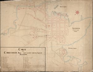 Carte de la collection de cartes de la Bibliothèque nationale. Publiée en 1649 et montre Christiania - Geelkerck