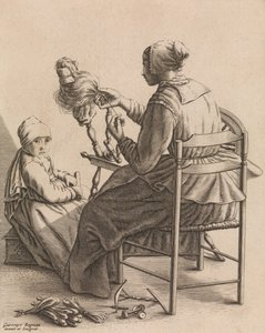 Une femme filant, Planche 4 de Cinq occupations féminines, vers 1640-57 - Geertruydt Roghman