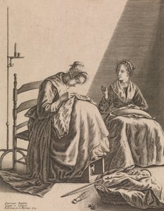 Deux femmes cousant, Planche 1 de Cinq occupations féminines, vers 1640-57 - Geertruydt Roghman