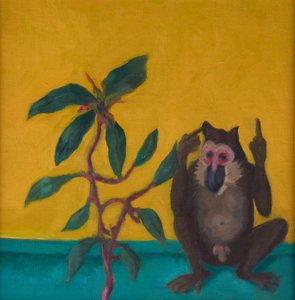 Le singe dit non, 2024 (huile sur carton)