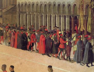 Procession sur la place Saint-Marc, détail des musiciens (détail) - Gentile Bellini