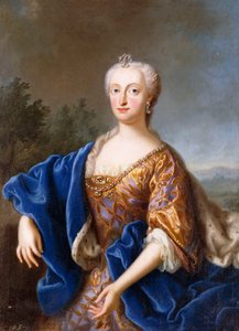 Portrait de Maria Amalia, debout, trois-quarts de longueur, portant une robe brodée