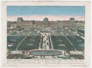 Vue du Palais des Tuileries à Paris depuis le Jardin des Tuileries