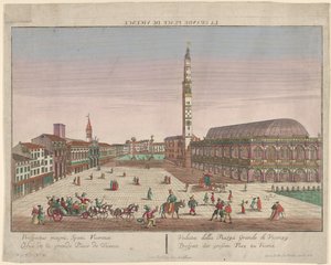 Vue de la Piazza dei Signori de Vicence avec des calèches et des personnages, ca. 1750-1801 - Georg Balthasar Probst