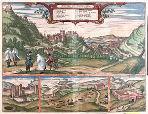 Alhambra - Monts des grottes de Masmoros - Grenade, Espagne - dans "Civitates Orbis Terrarum" de Georg Braun, Cologne 1617
