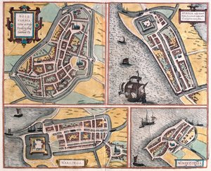 Bolsward, Stavoren, Harlingen et Hindelopen, Pays-Bas - dans "Civitates Orbis Terrarum" de Georg Braun, Cologne 1617 - Georg Braun