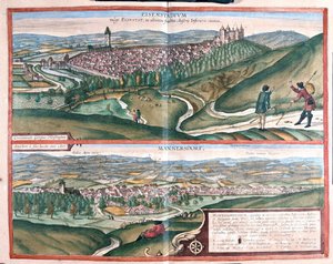 Eisenstadtt, Allemagne - Mannersdorf, Autriche - dans "Civitates Orbis Terrarum" de Georg Braun, Cologne 1617 - Georg Braun