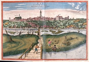 Enns, Autriche - dans "Civitates Orbis Terrarum" de Georg Braun, Cologne 1617 - Georg Braun
