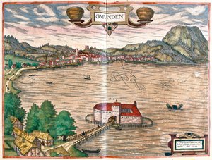 Gmunden, Autriche - dans "Civitates Orbis Terrarum" de Georg Braun, Cologne 1617