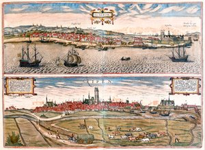 Helsingor (Helsimor - Hamlet), Danemark - dans "Civitates Orbis Terrarum" par Georg Braun, Cologne 1617