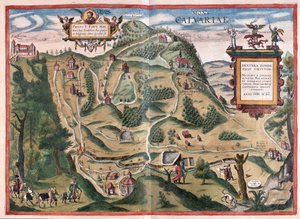 Kalwarya Zebrzydowka (sud-est de Cracovie), Pologne - dans "Civitates Orbis Terrarum" de Georg Braun, Cologne 1617