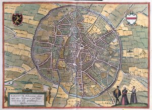 Louvain, Belgique, dans "Civitates Orbis Terrarum" de Georg Braun, Cologne 1617