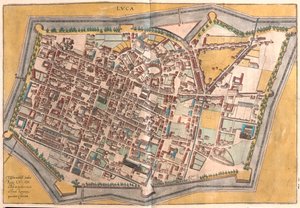 Lucques, Italie - dans "Civitates Orbis Terrarum" de Georg Braun, Cologne 1617 - Georg Braun