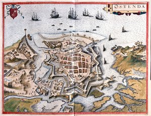 Ostende, Belgique - dans "Civitates Orbis Terrarum" de Georg Braun, Cologne 1617 - Georg Braun